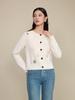 3D Hand-Embroidered Wool Beaded Round Neck Knit Cardigan Sweater for Autumn/Winter
