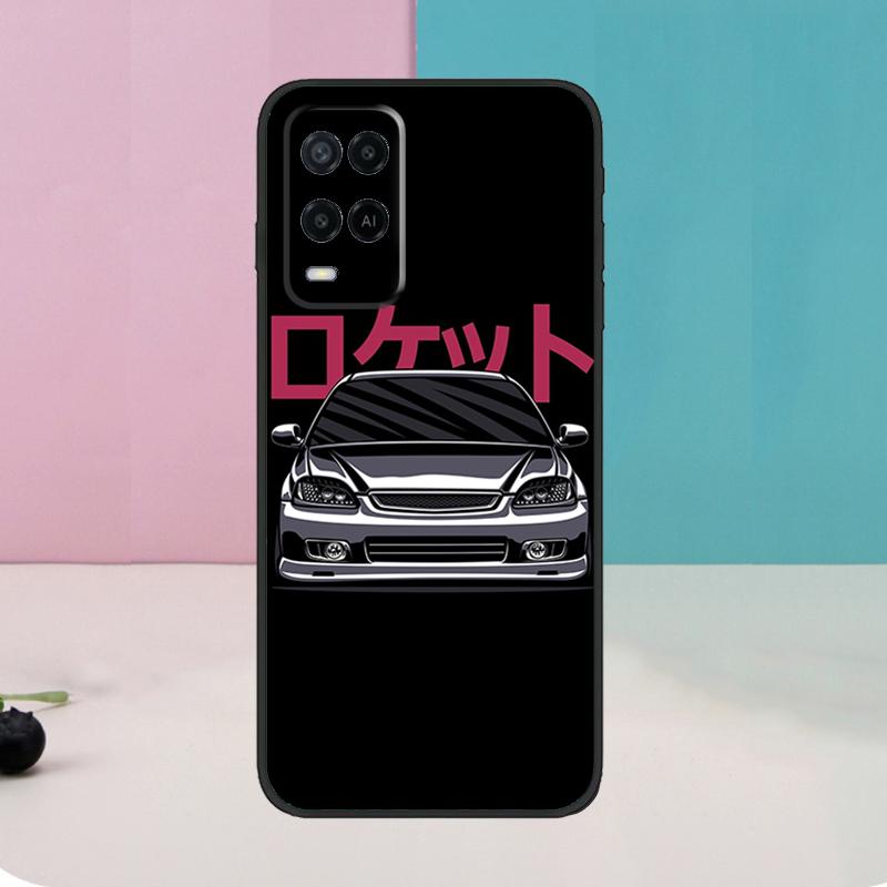 Cartoon Car JDM For OPPO A74 A94 A54 A58 A78 A98 A5 A9 A53 A15 A52 A72 A17 A57 A77 A16 A76 A96 A57S Case