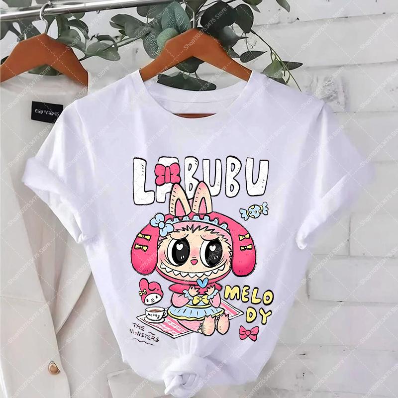 

Women Labubu Short Sleeve T-shirt Adult 3D Print T Shirt Summer Casual Fashion Clothing Cartoon Cute Tee Anime Tops XXS