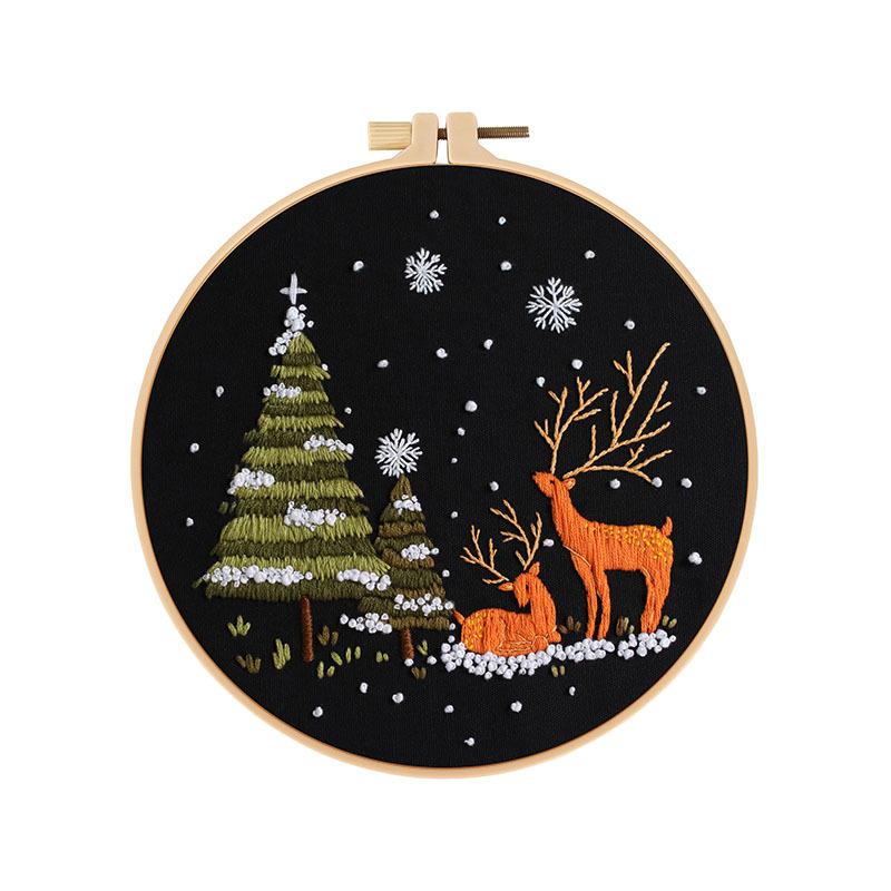 Christmas Embroidery Handmade Diy Material Package Snow Mountain Forest Embroidery