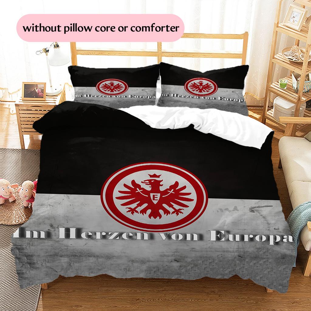 Eintracht Frankfurt Vzorované povlečení Sada přikrývek Dekorace do domácnosti Dárek (1 * povlak na peřinu + 2 * povlak na polštář bez jádra)