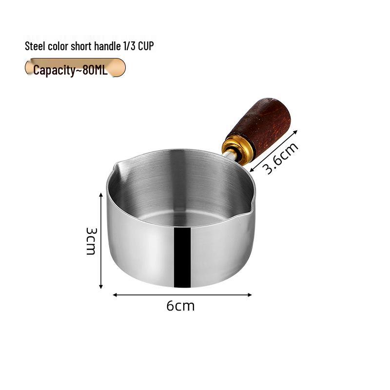 304 Stainless Steel Sauce Cup with Wooden Handle, Custom Logo, Multiple Specifications - Ideal for Steakhouses & Restaurants.