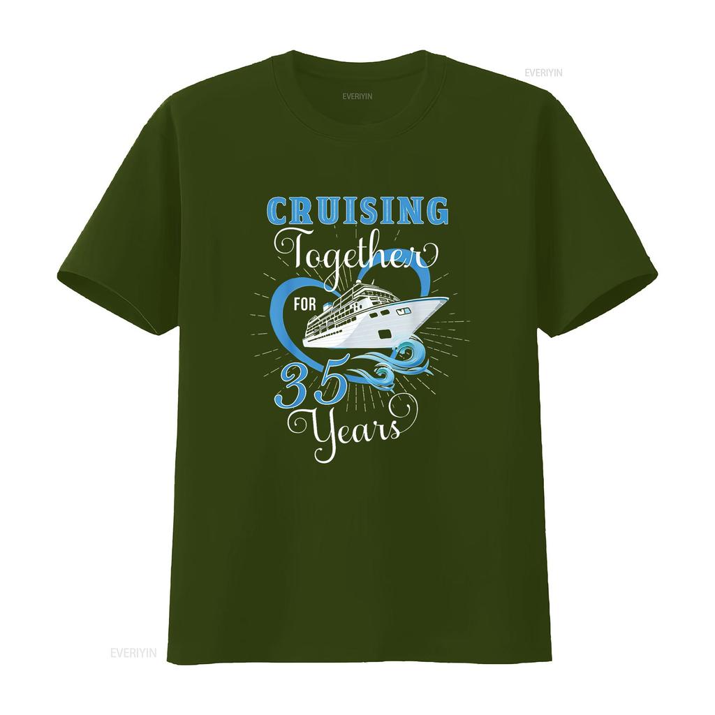 Womens Cruising Together For 35 Years Wedding Anniversary Cruise T Shirt Black 2XL Vintage Washed Breathable Soft