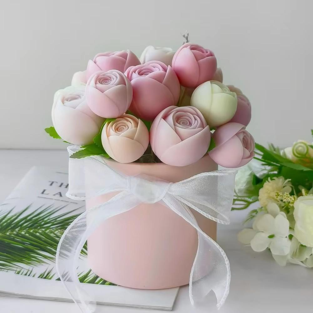 Multi Size Rose Bud Candle Silicone Moulds Stack Flower Resin Making Tools Plant Gypsum Birthday Party Decor Mother’s Day Gifts