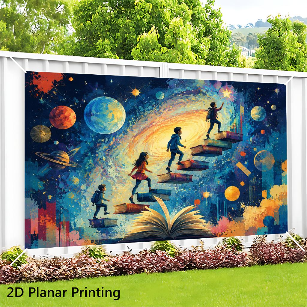 2D Flat Party Backdrop Banner - Reading & Exploring Starry Knowledge