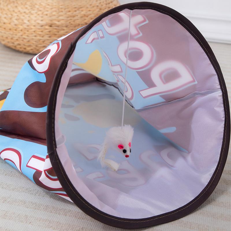 Pet Cat Play Tunnel Toys Collapsible Interactive Cat Drill Bag Indoor Cat Interactive Toys with Crumpled Paper Tunnel Bag