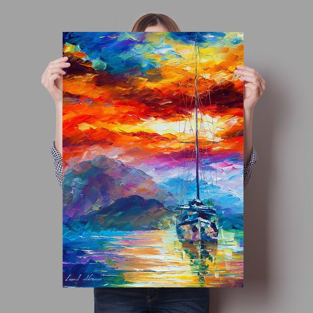 Sailboat Poster Sea Surface Canvas Painting Colorful Prints Wall Art Pictures Home Decor for Living Room Study Bedroom No Frame