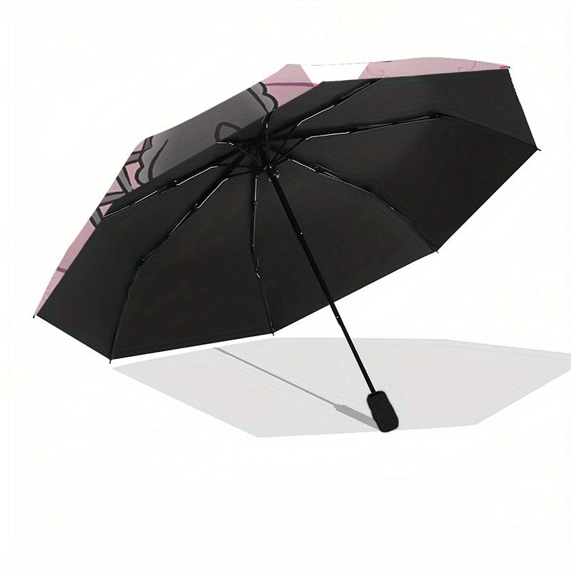 My Melody,Bow Automatic Folding Umbrella-Simple 8-Rib Design, Bright Cartoon Pattern, Durable Iron Frame, Suitable For Travel, Outdoor, Beac