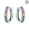 Large Double Circle Hoop Earrings with simple Style Rainbow earrings Zircon 925 Silver for Lady Gifts Fine Jewelry