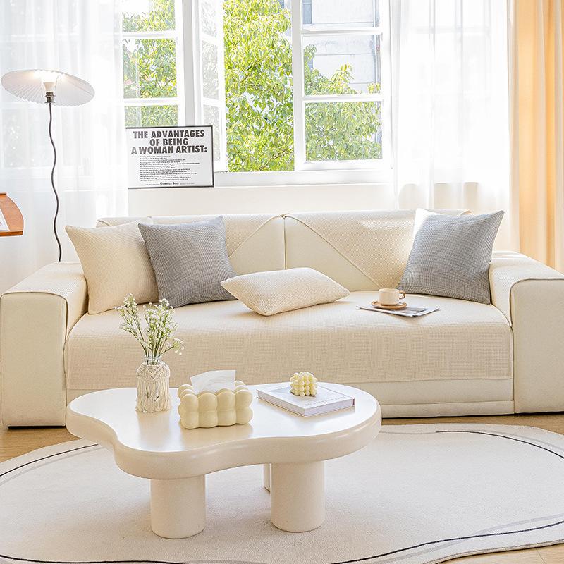 Waffle Solid Color Universal In All Seasons, Light, Non-Slip, Fashionable And Simple, Nordic Light Luxury Sofa, Seat Cushion Cover, Cover Cloth Towel