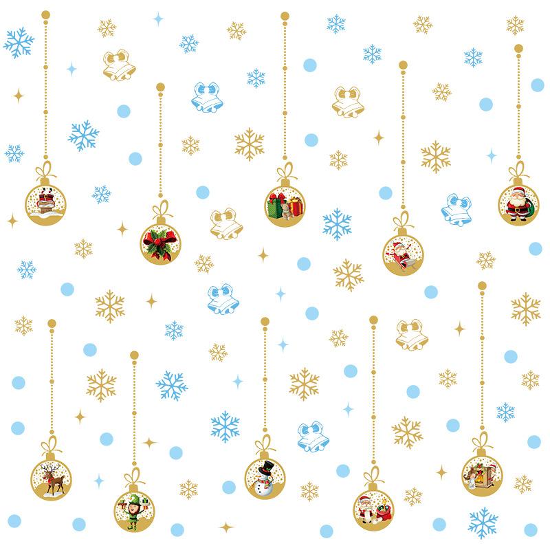 New Christmas Glass Window Decoration Sticker Self-Adhesive Round Geometric Snowflake Festive Atmosphere Wall Sticker