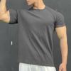 Men Summer Top with 3D Texture Round Neck Short Sleeves Loose Solid Color Muscular Men Sport T-shirt Daily Exercise Shirt