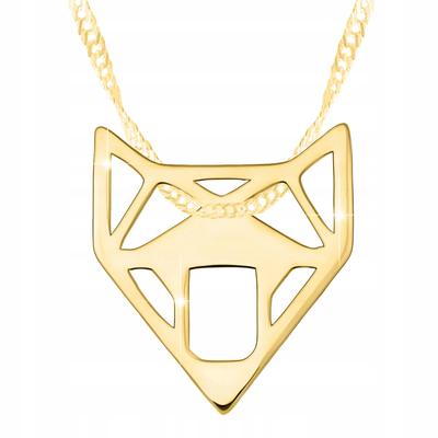 Gold Necklace With Wolf Wolf Head Fox Dog Wolf Dog Silver 925