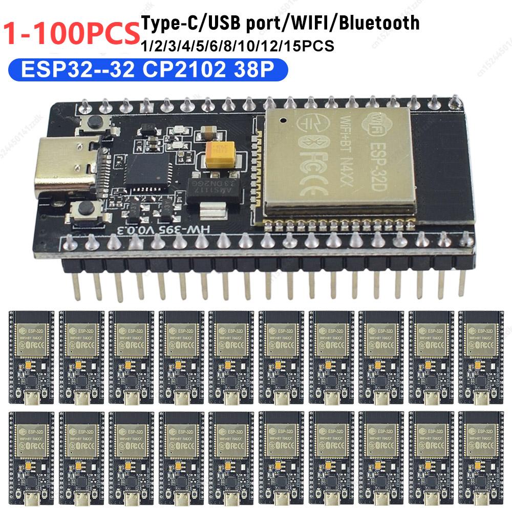 100-1PC ESP32--32 CP2102 Development Board 32Mbit SPI Flash WiFi+BT+BLE 2412-2484MHz Large Wireless Coverage for IoT Application