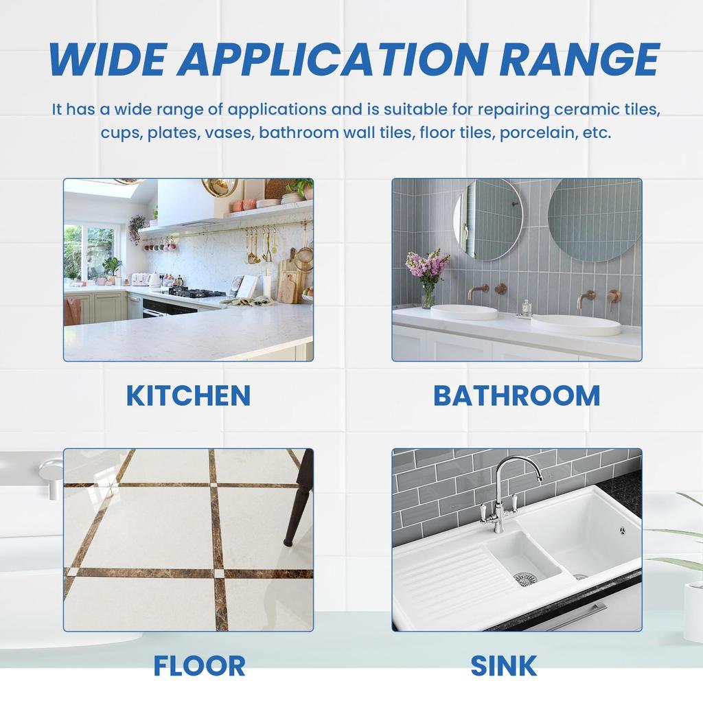 Jaysuing Waterproof Ceramic Adhesive for Repairing Tiles Bathtubs and Sinks - Mold-Resistant and Effective On Porcelain Cracks Holes and Scratches