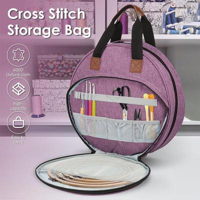 New 1PC Cross Stitch Storage Bag Quilted Embroidery Kits Embroidery Projects Bag for Pockets Organizer Hoops Charts and Threads