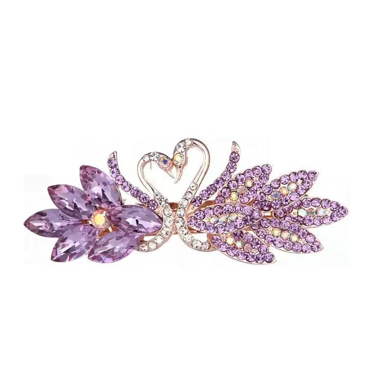 Swan Rhinestone Alloy Hair Clip - Versatile Large Spring Clip for Women's Hairstyles