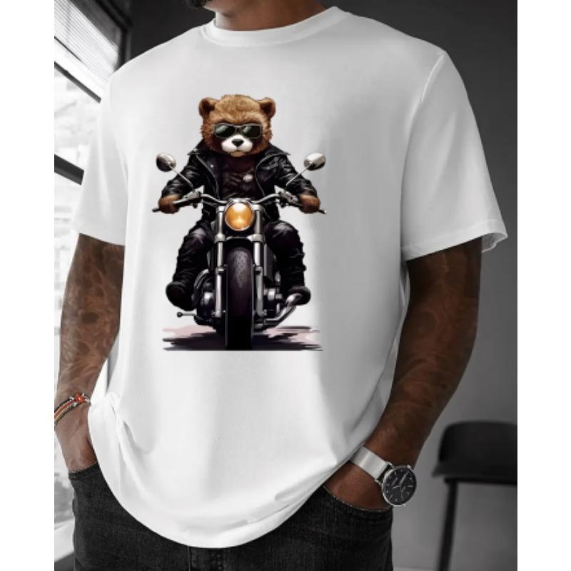 Men's Anime Print T-Shirt - Anime Character Print Crew Neck Short Sleeve Shirt, Machine Washable, Suitable for Anime Apparel and Party Outfits
