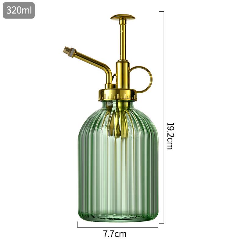 Creative Hand-Press Glass Watering Spray Bottle with Vertical Stripe Design