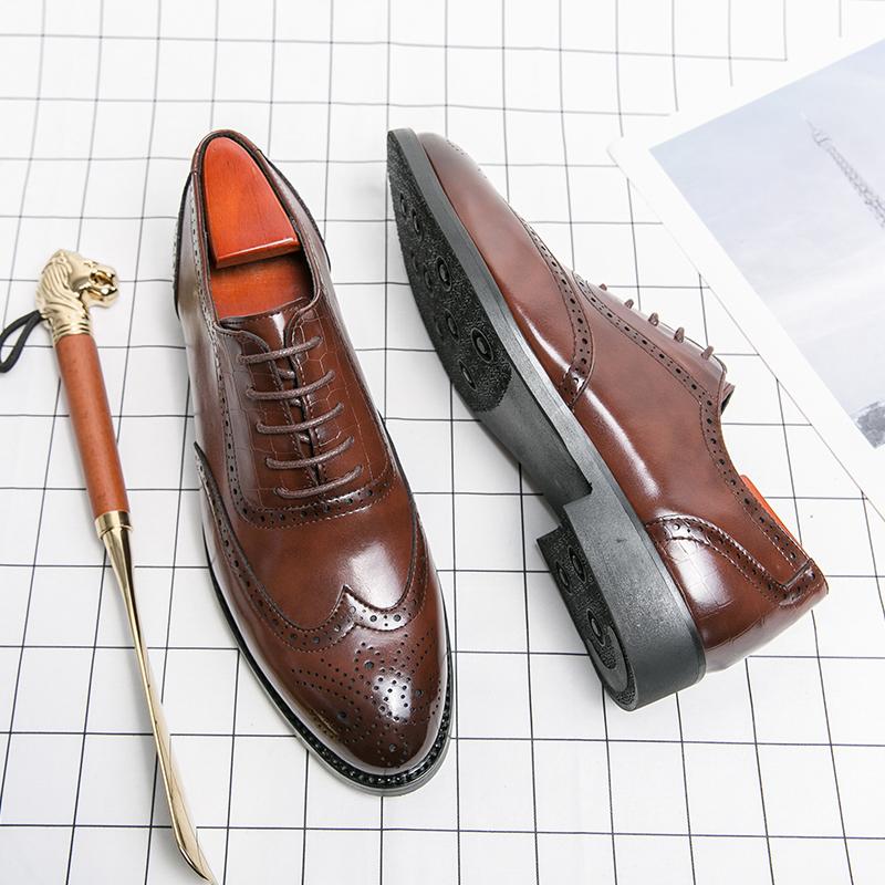 

Весенне-осенняя деловая обувь Оксфорды на шнуровке Большие Повседневные лоферы Дизайнерская мужская обувь на резиновой подошве из кожи 44 коричневый