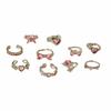 10Pcs/Set Bow Design Heart Butterfly Rings Gold Silver Color Mix Style Rings  Korean Style