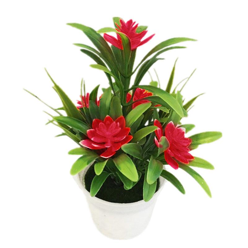 Imitation Bonsai Desk Decor, Fake for Lotus Artificial Flowers, Outdoor Plant Pot, Home and Office Decoration, Gift