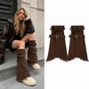 Frayed Flared Leg Warmers Adjustable Buckle Boot Cuffs Punk Denim Leg Warmers  Boots Accessories