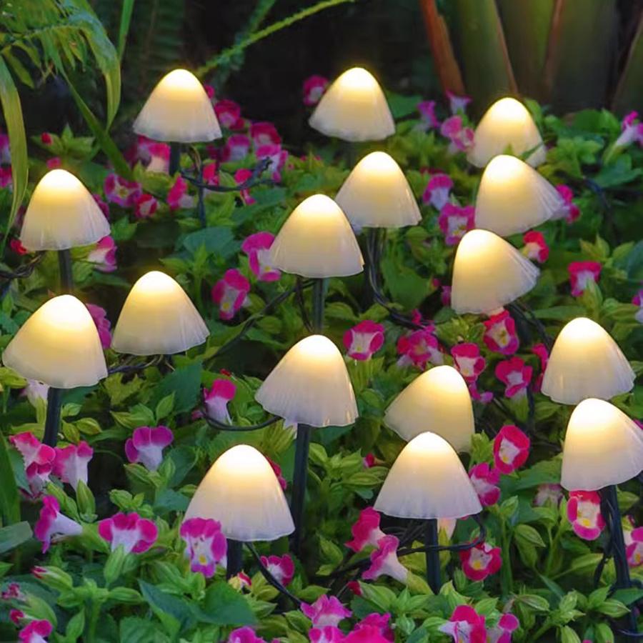 Solar Mushroom Fairy String Lights 20/30/50 LED Mini Mushroom Solar Lights Outdoor Waterproof Solar Mushroom Pathway Lights