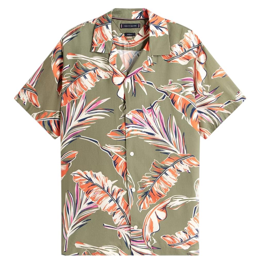 Tommy Hilfiger Mens Tropical Regular Short-Sleeved Shirt