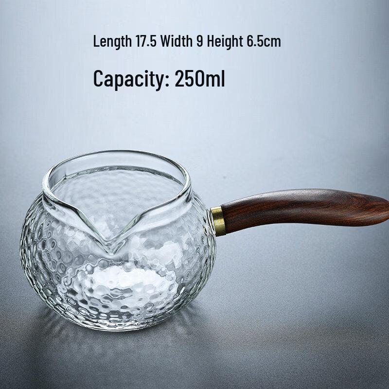 Qiwei Premium Glass Gongdao Cup with Wooden Side Handle and Tea Strainer