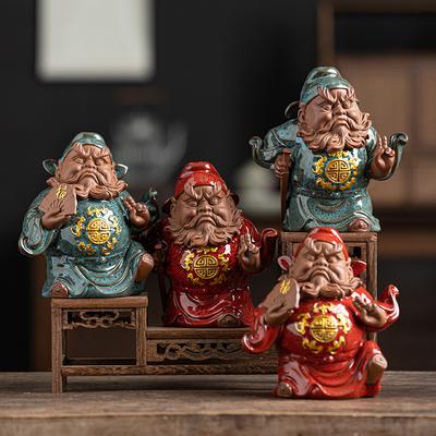 Keramik Tianshi Zhong Kui Statue Chinesische Volksfiguren zur Abwehr des Bösen Ornamente Deluxe Heim Zimmer Büro Feng Shui Statue