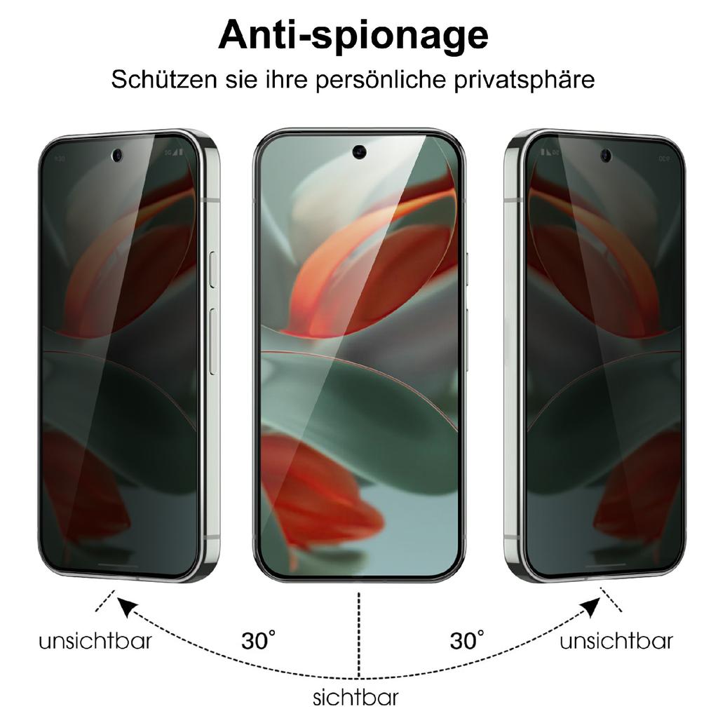 Pro Google Pixel 9 Pro/Pixel 9 Ochranné sklo 2.5D Zaoblená hrana Ochranná fólie proti špehování