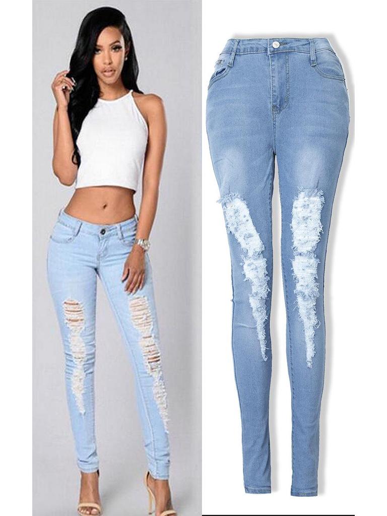 Women's European & American Style Ripped Skinny Jeans