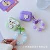 New Apple Silicone Horizontal Stripe Earphone Case Small Fresh Hand Beads + Silicone AirPods Pro1 Love + Hand Beads