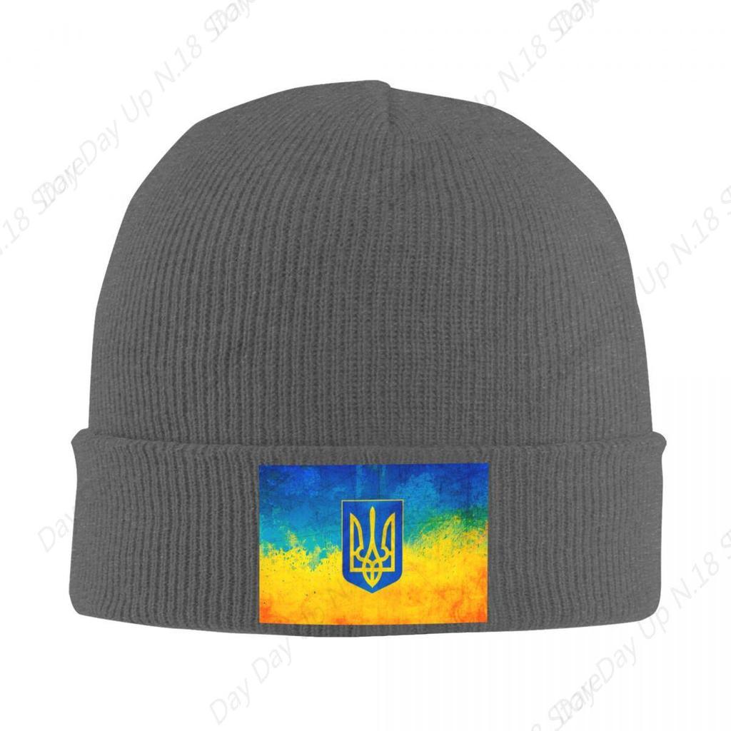UkR Flag Bonnet Hats Cool Knitted Hat For Men Women Winter Warm Ukraine Coat Of Arms Skullies Beanies Caps