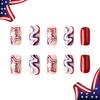 24 Pcs 4th of July False Nail Independence Day Artificial Nail Flag Day Full Cover Stick on Nail Square Press On Nail