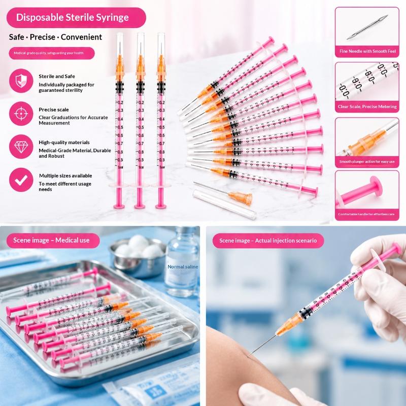 Disposable Syringes With Needles 10Pcs 1ml Clear Accurate Scale for Pet Feeding Gardening Plant Nutrient Dosing