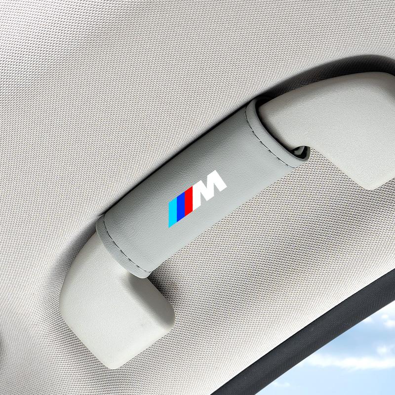 AAAPX1 Car Roof Armrest Inner Door Pull Handle Protection Case Suede Cover For BMW M LOGO Leather1 3 5 7 Series X1 X3 X5 X6 M Sports