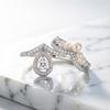 S925 Silver Ring Women's Pearl Fashion Elegant Set Ring Water Drop Shape Multi-Wear Diamond Ring