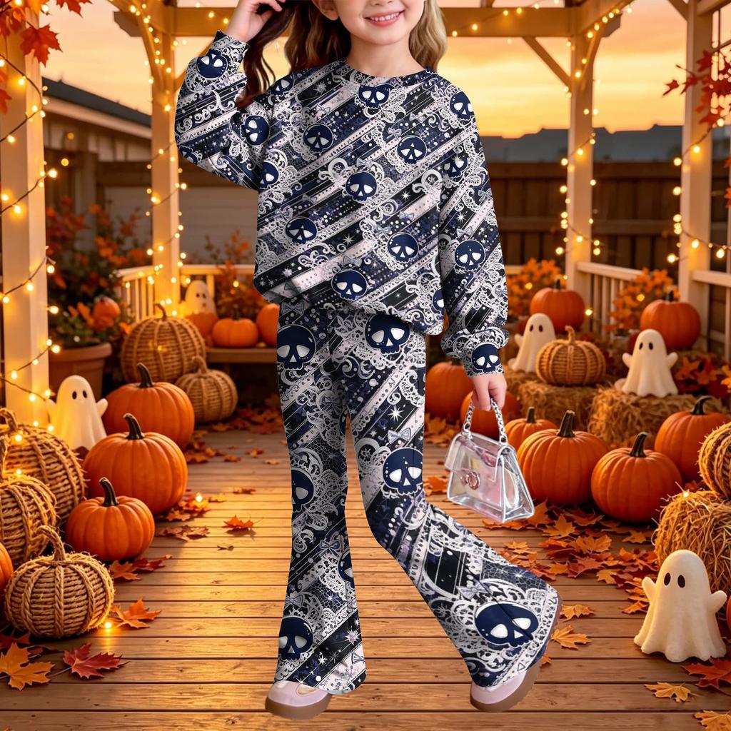 Kids Casual Long Sleeve Top and Pants Two-Piece Matching Outfit Set