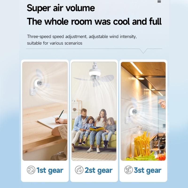 11.4Inch 3 Speed Adjustable LED Ceiling Fan Light 360 Degree Adjustable Arm Quiet Operation Ideal For Bedroom Study Room