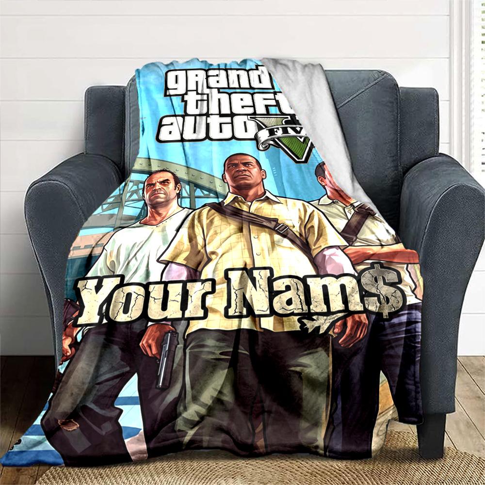 Gta Personalized Name Blanket Multi-purpose Personalized Blanket Soft Warm Cozy Perfect for Livingroom Office Picnics Chair for All Occasions
