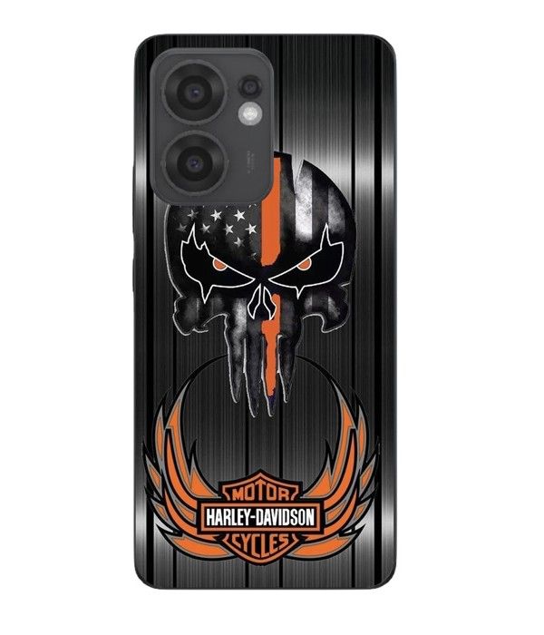 Coque Maniacase Pour Oppo Reno 13F Harley Davidson tête de mort fond gris
