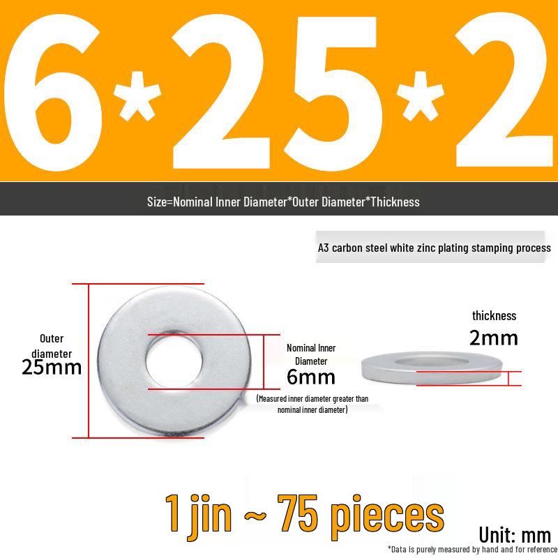 Extra Large Galvanized Metal Flat Washer - Thickened Round Screw Washer M6-M16
