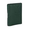 Dunkelgrüne Leder-Bifold-Kartenhülle mit geprägtem Logo für den täglichen Gebrauch und Reisen