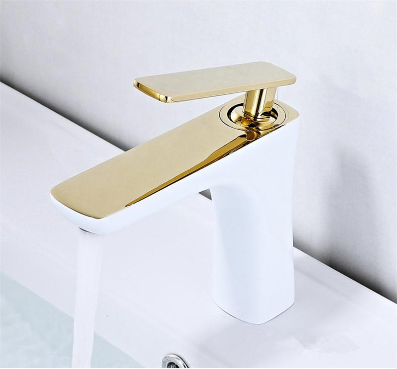 Brushed Gold Bathroom Faucet Antique Basin Faucet Water Basin Mixer Tap Hot & Cold Brass Lavotory Faucet Sink Water Crane Mixer