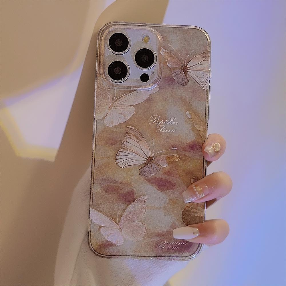 Smudged Dream Butterfly Mobile Case Applicable To 16 Apple 15 Transparent IPhone 13 Promax Silicone 11 Literary 12
