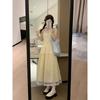 Small Man Yellow Polka Dot Suspender Versatile Temperament Thin Long Dress Dress Children's New Summer Models