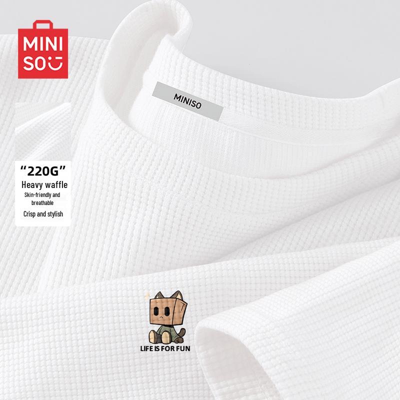 

MINISO Men s Breathable Waffle Crew Neck Short Sleeve T-Shirt 4XL