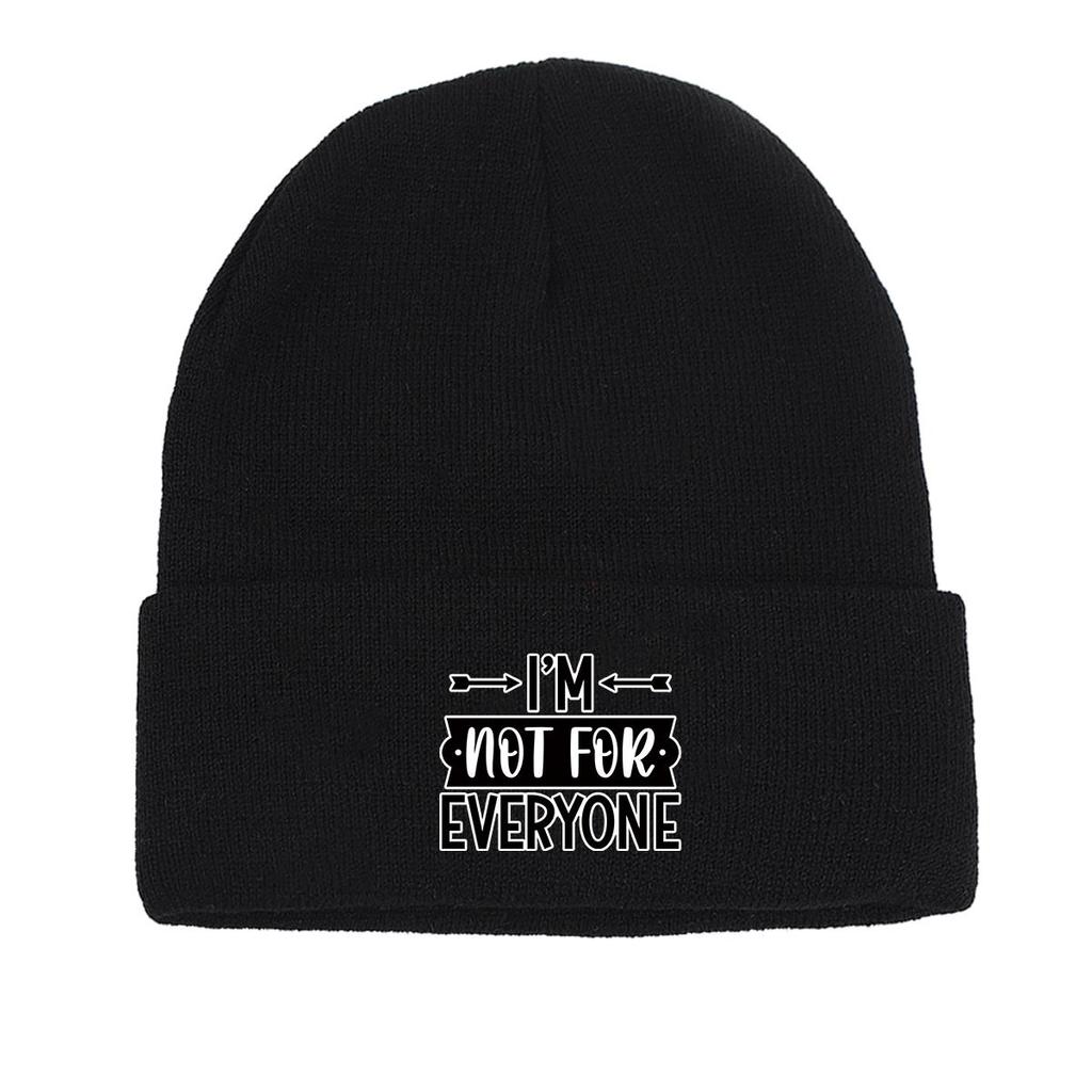 I'M NOT FOR EVERYONE\" Print Knit Cap Beanie, Text Man Cap Cancer Chemo Autumn Unisex Pompom Beanies Knitted Hat Beanie